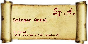 Szinger Antal névjegykártya